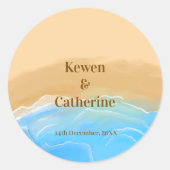 Elegant Beach Watercolor Wedding Sticker (Voorkant)