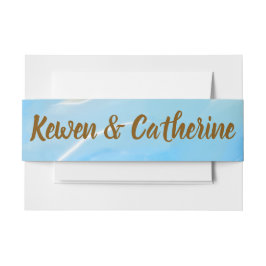 Elegant Beach Watercolor Wedding Uitnodigingen Wikkel