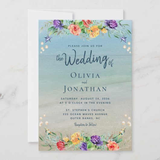 Elegant Beach Waterverf Kaart (Voorkant)