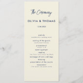 Elegant Beach Waves Blue Stripes Modern Wedding Programmakaart (Voorkant)