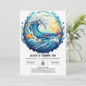 Elegant Beach Waves Kids Verjaardag Kaart (Staand voorkant)