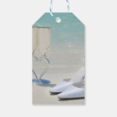 Elegant Beach Wedding Glass, Hoge Hells Dank u Cadeaulabel (Achterkant)