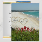 Elegant Beach Wedding Invitation Red Hearts Kaart (Voorkant / Achterkant)