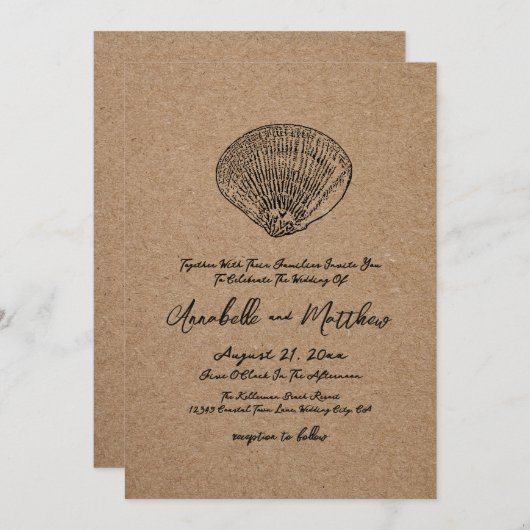 Elegant Beach Wedding Kaart (Voorkant / Achterkant)