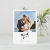 Elegant Beach Wedding Photo Thank You Card  Kaart (Staand voorkant)