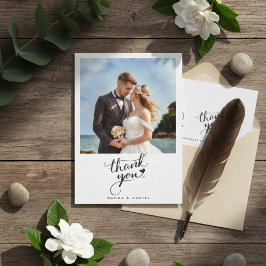 Elegant Beach Wedding Photo Thank You Card  Kaart