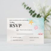 Elegant Beach Wedding RSVP Card (Staand voorkant)