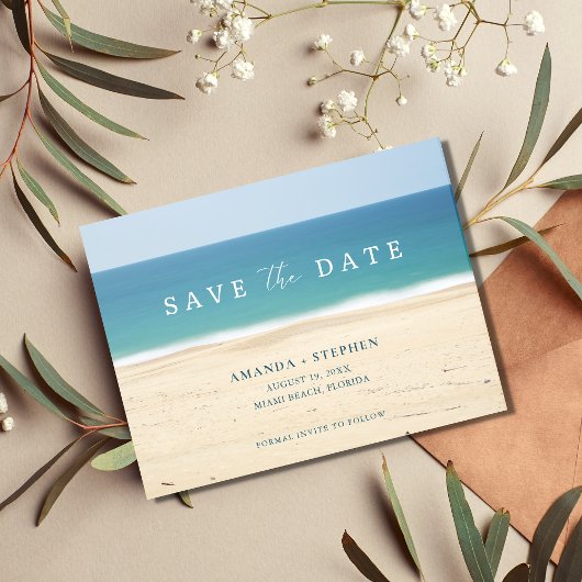 Elegant Beach Wedding Save the Date Aankondigingskaart