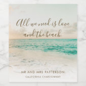 Elegant Beach Wedding Wijn Etiket (Enkel label)