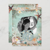 Elegant Beach Zee Starfish Pearls 16e 16e verjaard Aankondigingskaart (Voorkant / Achterkant)