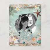 Elegant Beach Zee Starfish Pearls 16e 16e verjaard Aankondigingskaart (Voorkant)