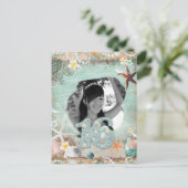 Elegant Beach Zee Starfish Pearls 16e 16e verjaard Aankondigingskaart (Staand voorkant)