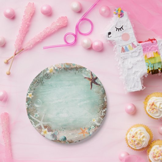 Elegant Beach Zee Starfish & Pearls Beachy Party Papieren Bordje (Feest)