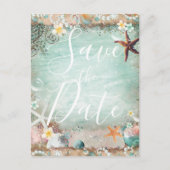 Elegant Beach Zee Starfish & Pearls Save the Date Aankondigingskaart (Voorkant)