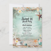 Elegant Beach Zee Starfish & Pearls Sweet 16 Foto Kaart (Voorkant)