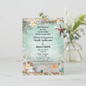 Elegant Beach Zee Starfish Pearls Verloving Foto Kaart (Staand voorkant)