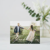 Elegant Beatrice Script Photo Weddenschap Bedankt Briefkaart (Staand voorkant)