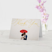 Elegant Beatrice Script Photo Weddenschap Bedankt Folie Wenskaart (Orchidee)