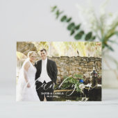 Elegant Beatrice Script Photo Wedding Bedankkaart (Staand voorkant)