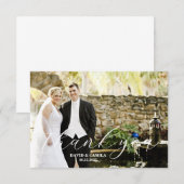 Elegant Beatrice Script Photo Wedding Bedankkaart (Voorkant / Achterkant)