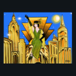 Elegant Beauful Art Deco-geïnspireerd Poster<br><div class="desc">Zeer ongewoon, elegant mooi Deco geïnspireerd poster, oorspronkelijk geschilderd door Emma Childs.</div>