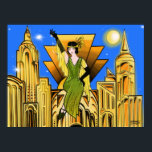 Elegant Beauful Art Deco-geïnspireerd Poster<br><div class="desc">Zeer ongewoon, elegant mooi Deco geïnspireerd poster, oorspronkelijk geschilderd door Emma Childs.</div>