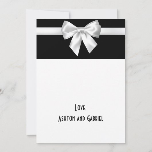 Elegant Beauful Black White  Weddenschap Bedankkaart (Achterkant)