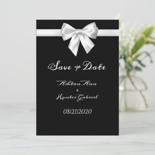 Elegant Beauful Black White  Weddenschap Save The Date (Staand voorkant)