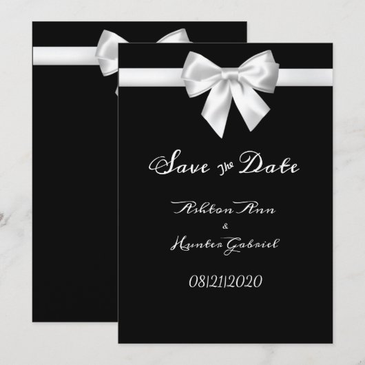 Elegant Beauful Black White  Weddenschap Save The Date (Voorkant / Achterkant)