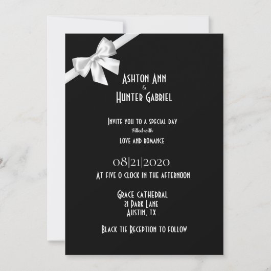Elegant Beauful Black White Wedding Invitation Save The Date (Voorkant)