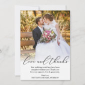 Elegant Beauful Calligraphy Love Bedankt Wedding (Voorkant)