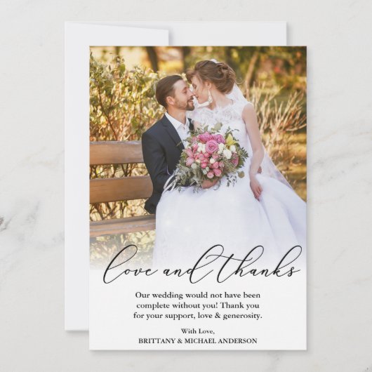 Elegant Beauful Calligraphy Love Bedankt Wedding (Voorkant)