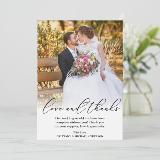 Elegant Beauful Calligraphy Love Bedankt Wedding (Staand voorkant)