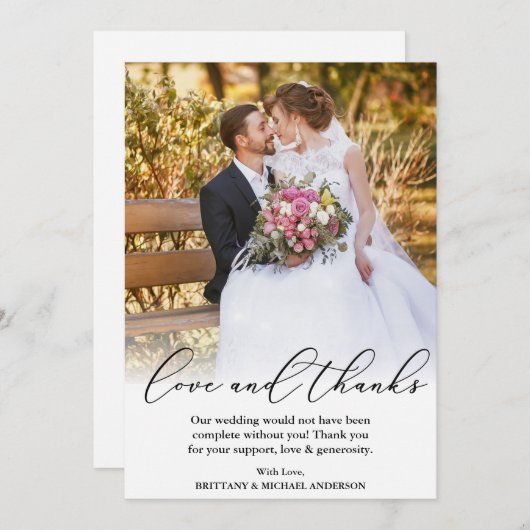 Elegant Beauful Calligraphy Love Bedankt Wedding (Voorkant / Achterkant)