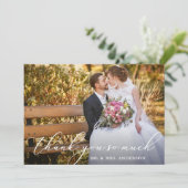 Elegant Beauful Calligraphy Photo Wedding Bedankkaart (Staand voorkant)