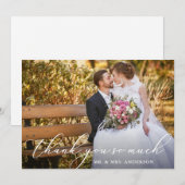 Elegant Beauful Calligraphy Photo Wedding Bedankkaart (Voorkant / Achterkant)