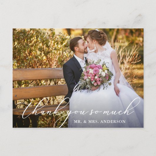 Elegant Beauful Calligraphy Photo Wedding Briefkaart (Voorkant)