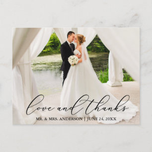 Elegant Beauful Calligraphy Wedding Love Bedankt Briefkaart