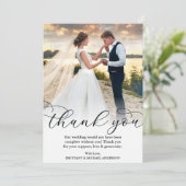 Elegant Beauful Calligraphy Wedding Photo Bedankkaart (Staand voorkant)