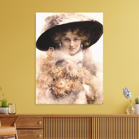 Elegant Beauful Lady Portret Canvas Afdruk (Insitu (Woonkamer))