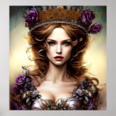 Elegant Beauful Princess Paars Roos Poster (Voorkant)