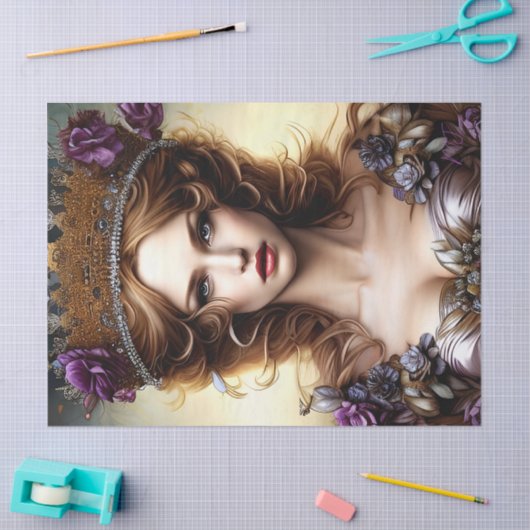 Elegant Beauful Princess Paarse Roos-ontvlechting Tissuepapier (Craft)