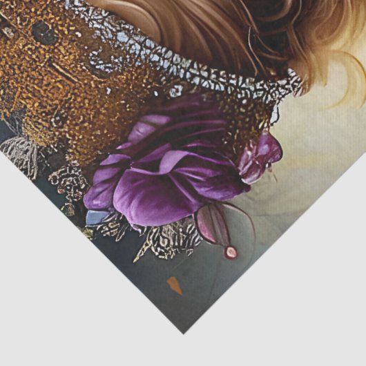 Elegant Beauful Princess Paarse Roos-ontvlechting Tissuepapier (Detail)