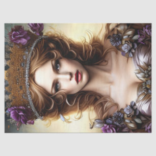 Elegant Beauful Princess Paarse Roos-ontvlechting Tissuepapier