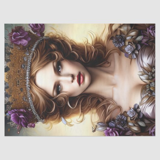 Elegant Beauful Princess Paarse Roos-ontvlechting Tissuepapier (Voorkant)