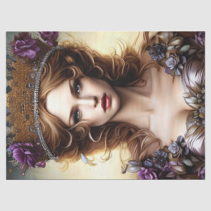 Elegant Beauful Princess Paarse Roos-ontvlechting Tissuepapier