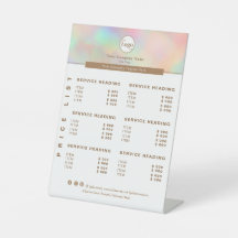 Elegant Beautician Holographic Service Price List 