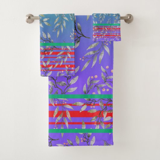 Elegant beautiful gradient blue green floral cute bad handdoek (Insitu)