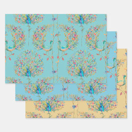 Elegant beautiful peacock watercolour inpakpapier vel