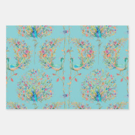 Elegant beautiful peacock watercolour inpakpapier vel